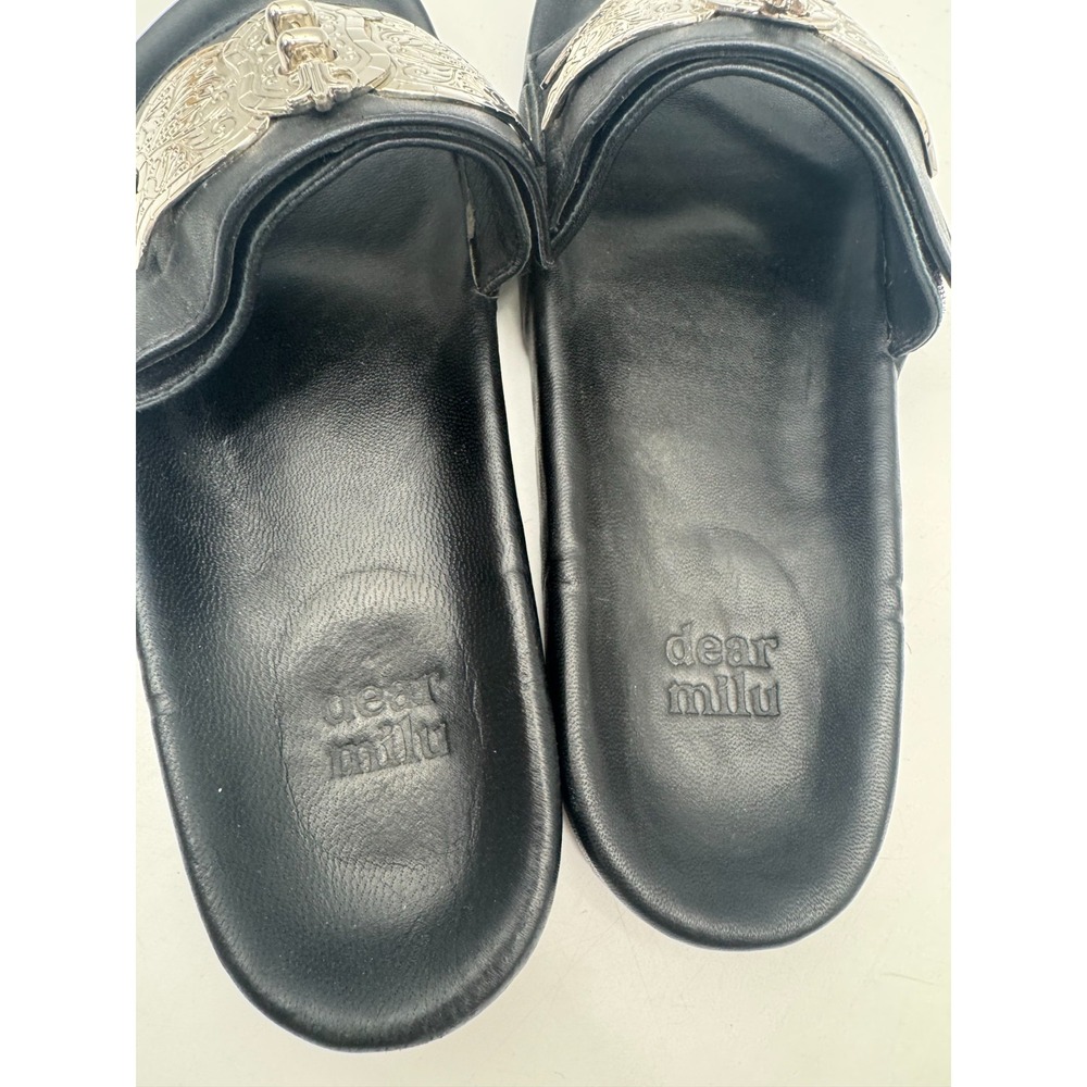 Dear Milu Gypsy Biker Interchangeable Leather Slides 40 Black Boho Australia - Picture 4 of 14